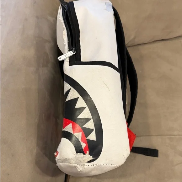 Sprayground Black and White Shark Backpack with Red Accents - Picture 3 of 7